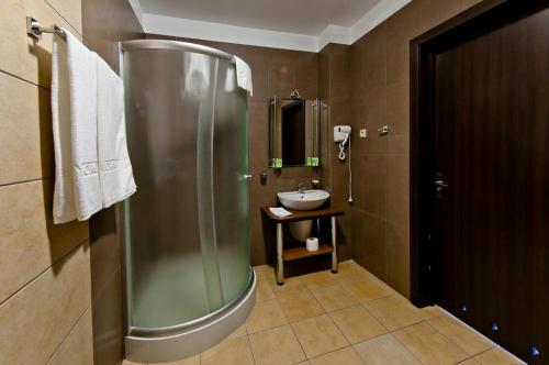 康斯坦钦-耶焦尔纳博罗威那酒店的带淋浴和盥洗盆的浴室