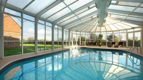 Ticehurst戴尔赫拉酒店的一个带玻璃天花板的室内游泳池