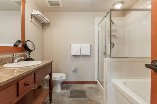 马姆莫斯湖Village 1402的浴室配有卫生间、盥洗盆和淋浴。