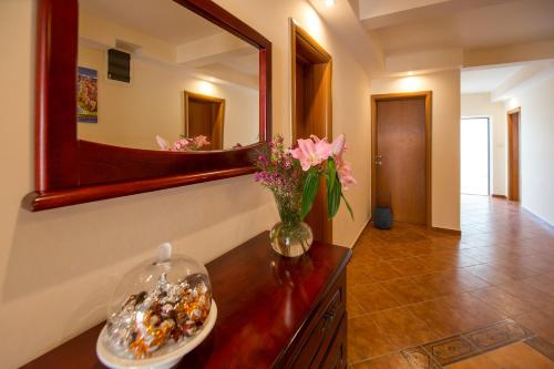 布德瓦Villa DiEden的浴室设有花瓶和镜子