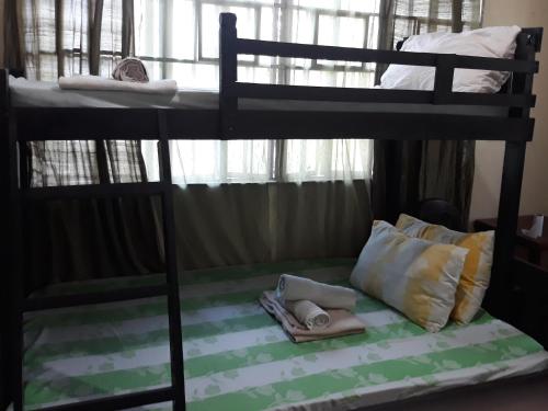 圣胡安CVNB guesthouse的一间卧室配有两张双层床和枕头