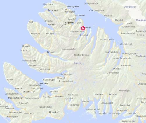 SúðavíkSúðavík apartment的红点的爱尔兰地图