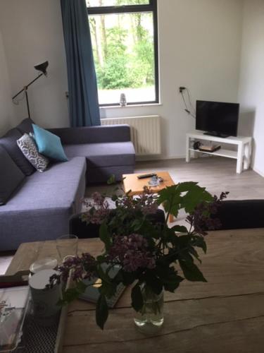 克拉亨堡Speldehof的客厅配有沙发和鲜花桌