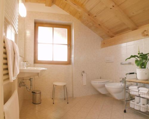 拉伊翁克尔车霍夫公寓的一间带卫生间、水槽和窗户的浴室