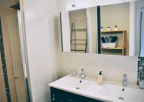 居让梅斯特拉La Hume Vacances的一间带水槽和镜子的浴室
