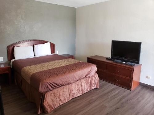埃尔森特罗经典旅馆及套房酒店的配有一张床和一台平面电视的酒店客房