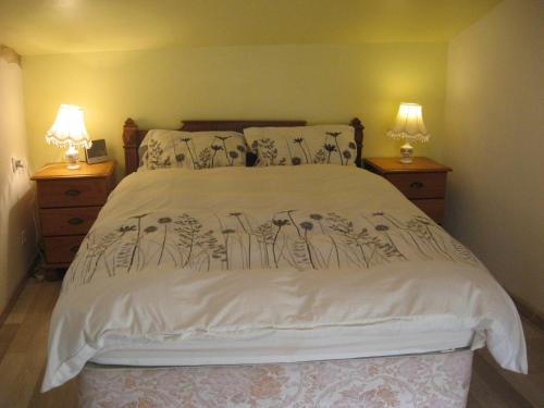Moutiers-sous-ArgentonNo 5的一间卧室配有一张带2个床头柜的大床