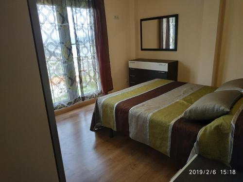 维拉波Nores Buenavista的一间卧室设有一张床和两个窗户。