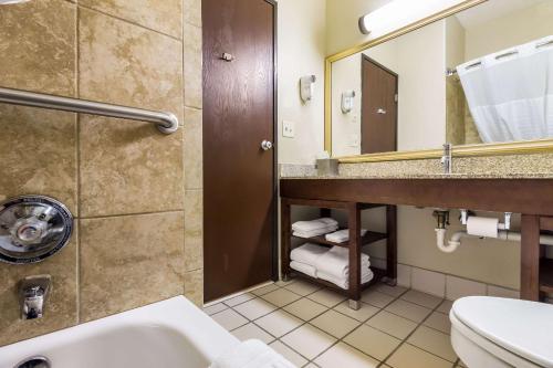 苏福尔斯舒适套房 - 苏族瀑布的一间带水槽、卫生间和镜子的浴室