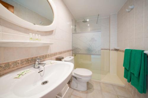 卡门港Apartamentos Princesa Guayadeque的一间带水槽、卫生间和镜子的浴室