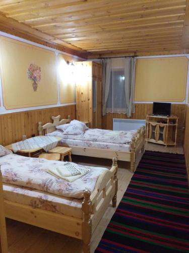 科普里夫什迪察Хотел Дончо Войвода的一间卧室,配有三张床