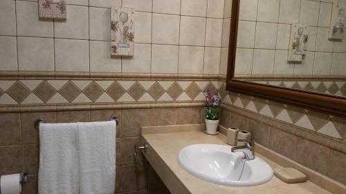 卡勒达德福斯特Sunny & New Apartamento in Caleta de Fuste的一间带水槽和镜子的浴室