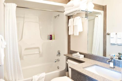 奥索尤斯奥索尤斯海岸酒店的带浴缸、盥洗盆和卫生间的浴室