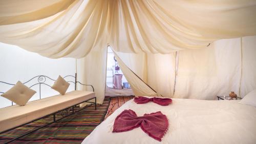 杜兹火星宿营地的一间卧室配有一张床,床上还带有弓形领带
