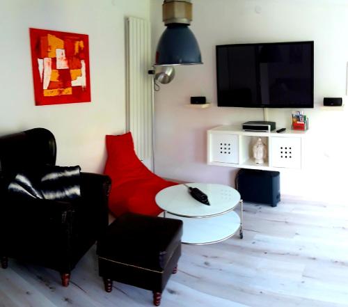 巴特菲尔伯尔Arthouse Apartment 2的客厅配有两把椅子和电视