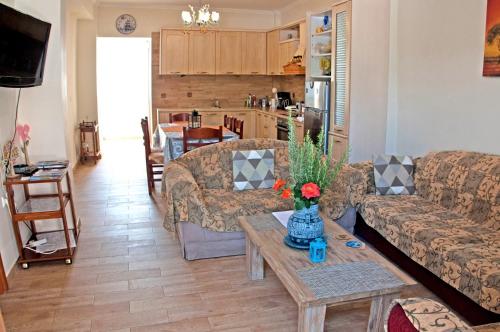 奥林匹亚Traditional House Next to Ancient Olympia的客厅配有沙发和桌子