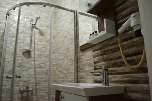 乔尔卢宝马里酒店的一间带水槽和淋浴的浴室