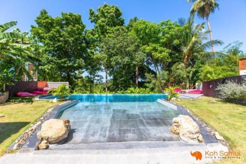 查汶Sabri的一座庭院内带两个大岩石的游泳池