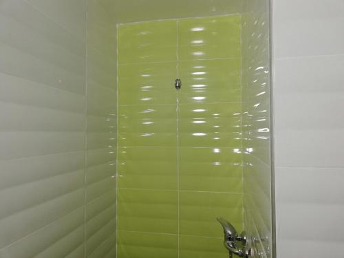 艾兹鲁Hotel School Ersat Azrou的浴室设有绿色瓷砖淋浴间