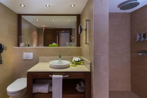 蓬塔卡纳全包巴塞罗巴瓦罗海滩客房 - 仅限成人入住的一间带水槽、卫生间和镜子的浴室