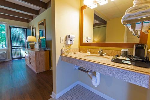ArgilliteGreenbo Lake State Resort Park的一间带水槽和大镜子的浴室