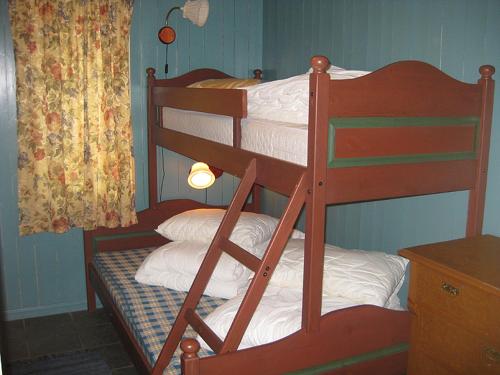 奥尔Gamlestugu hytte的卧室内的一张双层床