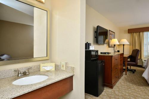 莱克伍德Best Western Denver Southwest的一间酒店客房内带水槽的浴室