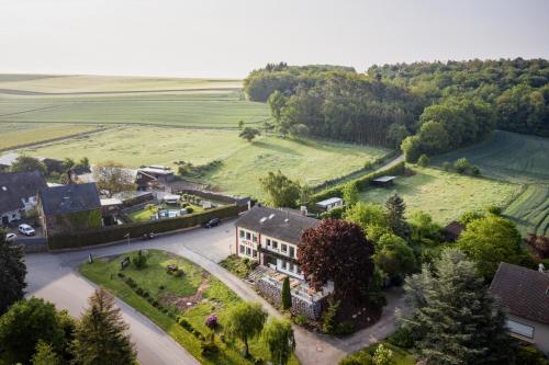 维尔舍姆Landhaus vor Burg Eltz的享有大房子空中美景,设有庭院