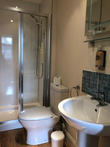圣安德鲁斯蒙塔古宾馆的浴室配有卫生间、盥洗盆和淋浴。