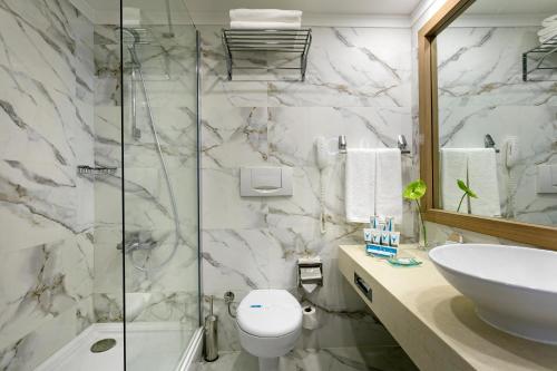 贝莱克贝莱克音威斯塔酒店的浴室配有卫生间、盥洗盆和淋浴。