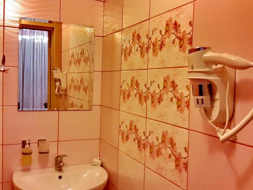 切尔尼戈夫ApartLux Chernigov的一间带水槽和镜子的浴室