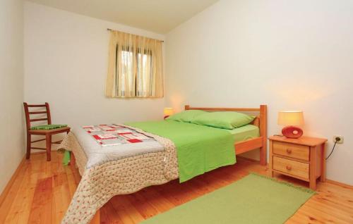 特雷斯塔尼克Trstenik, Karla的一间卧室配有绿色的床和椅子