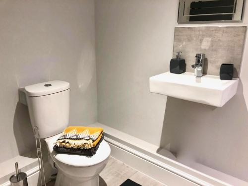 金斯林BrickSage Rooms, King's Lynn The Walks的浴室配有白色卫生间和盥洗盆。