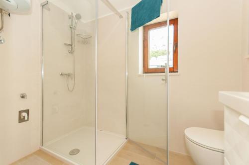 杜埃Ante apartments的带淋浴和卫生间的浴室