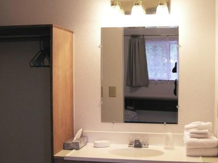 希利White Moose Lodge的一间带水槽和镜子的浴室