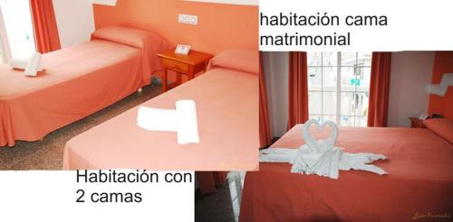 萨各夫雷纳玛丽特尔酒店的两张带两张床的酒店客房的照片