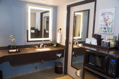 佩索罗伯斯阿德莱德酒店的一间带水槽和微波炉的酒店浴室