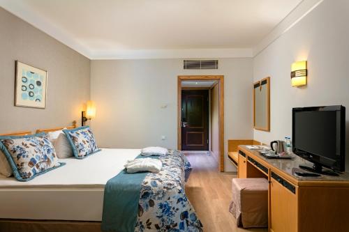 贝莱克Xanadu Resort - High Class All Inclusive的配有一张床和一台平面电视的酒店客房