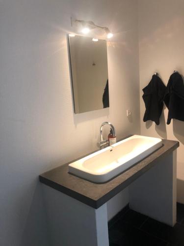 里伯Bjerrumgaard的一间带水槽和镜子的浴室