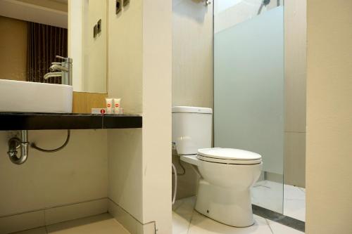 日惹Grand Omah Sastro的一间带卫生间和水槽的浴室