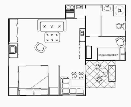 KirnitzschtalFerienwohnung Kretzschmar的一间设有浴室的客房的平面图