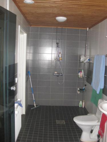 考哈瓦Kotimajoitus Hella Härmä的带淋浴和卫生间的浴室