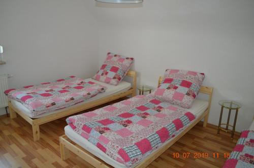 萨尔布吕肯Ferienwohnung Pitz的双床间设有2张单人床。