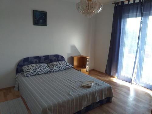 希贝尼克Apartment Darinka的一间卧室配有一张床、一台电视和一个窗口