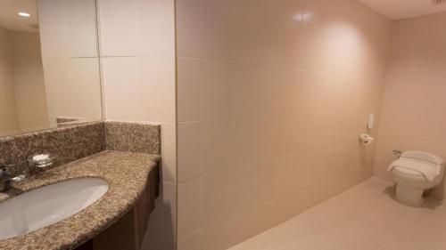 纳苏格布峡谷湾Spa酒店的一间带水槽和卫生间的浴室