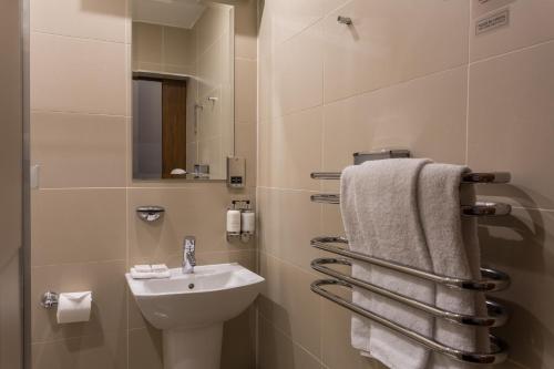 爱丁堡天使分享酒店的一间带水槽和卫生间的小浴室