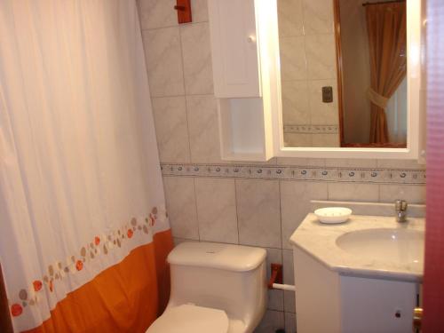 安加罗阿Turismo Vinapu的浴室配有白色卫生间和盥洗盆。