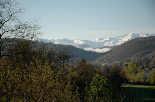 Saint-LizierGîte fermier de Saint-Lizier的享有山谷和雪覆盖的山脉的景色