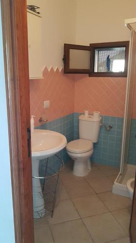 卡斯特尔萨多Casa Terme Romane的一间带卫生间和水槽的浴室