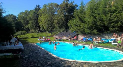 Corfino全景酒店的一群人在游泳池里